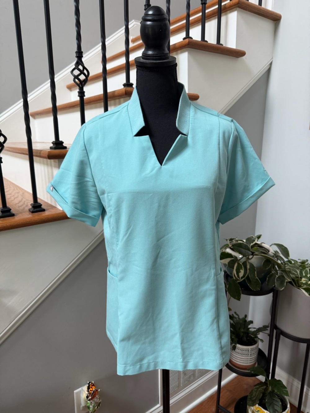 Women’s Aqua Blue Inala Slim Scrub Top